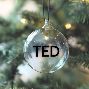 Glaskula/ Julkula med namn - Rak/Svart