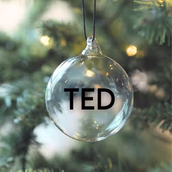 Glaskula/ Julkula med namn - Rak/Svart