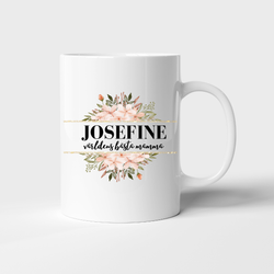 Mugg med namn och egen text - Blomkrans