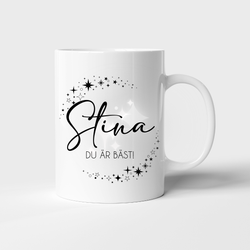 Personlig mugg med namn och stjärnor - Du är bäst