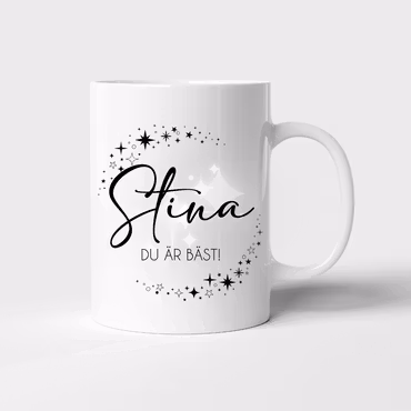 Personlig mugg med namn och stjärnor - Du är bäst
