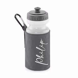 Vattenflaska med namn i BPA-fri plast - Grå