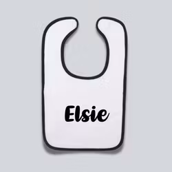 Haklapp med eget namn i skrivstil - svart kant