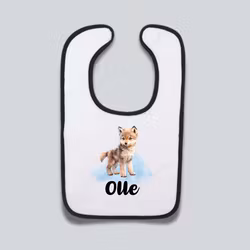 Haklapp med eget namn och varg - svart kant