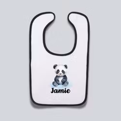 Haklapp med eget namn och en panda- svart kant