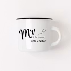 Emaljmugg - MR (Bröllopsgåva)