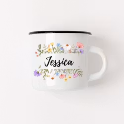 Emaljmugg - Namn med blommor