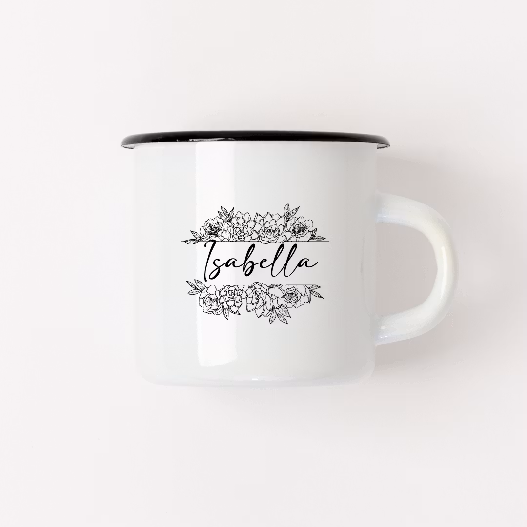 Emaljmugg - Namn (Blomkrans)