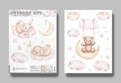 Wallstickers - Barnrum Moln/Kaniner