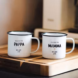 Emaljmugg - Vi älskar dig pappa (barnens namn)
