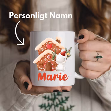 Julmugg med pepparkakshus - Personlig