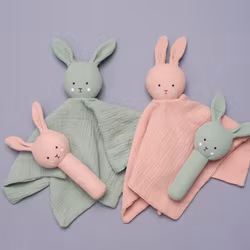 Snuttefilt kanin "grön" med namn