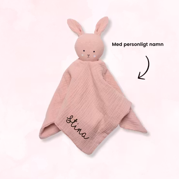 Snuttefilt kanin "rosa" med namn