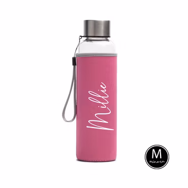 Glasflaska med namn - Rosa