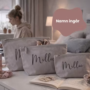 Necessär grå med namn - Medium