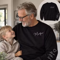 Morfar sweatshirt med barnbarnens namn