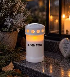 Personligt gravljus med egen text