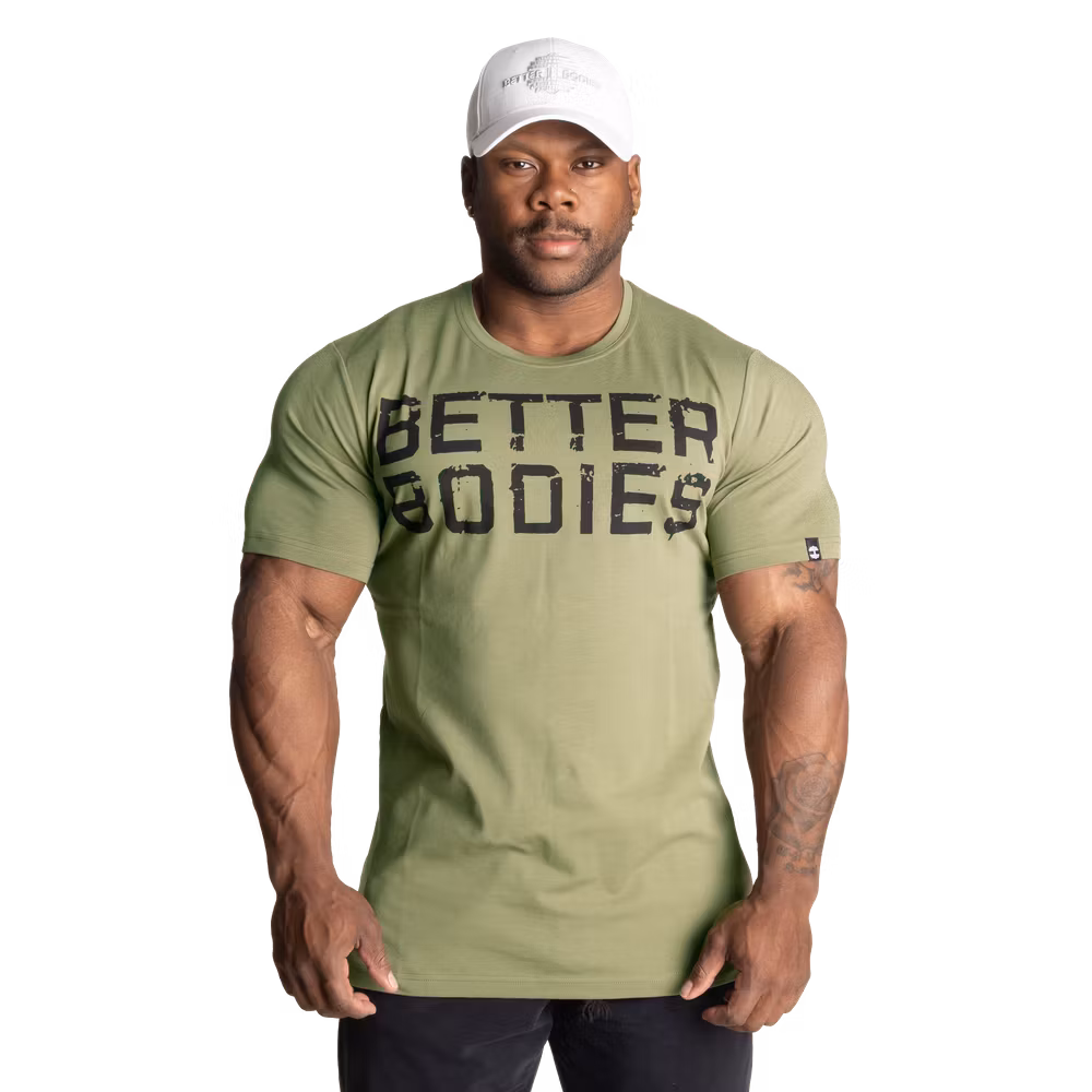 Better Bodies - Basic Tapered Tee, Washed Green/black