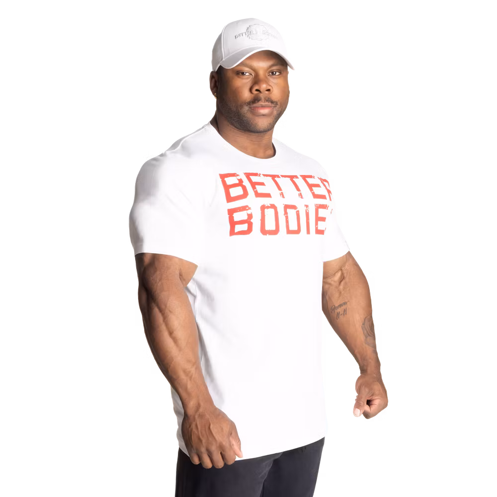 Better Bodies - Basic Tapered Tee, White/Red