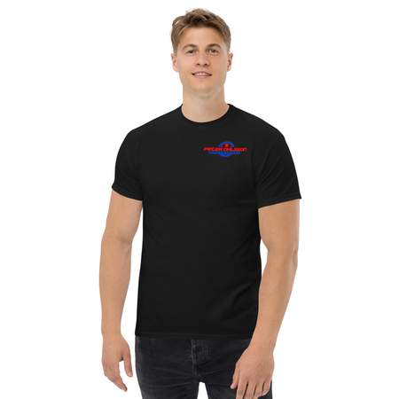 T-shirt blå/röd tryck