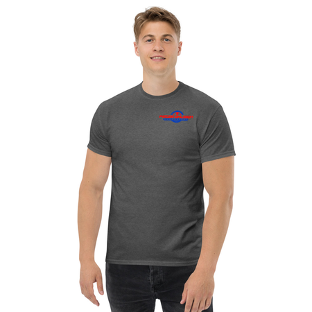 T-shirt blå/röd tryck