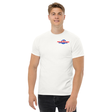T-shirt blå/röd tryck