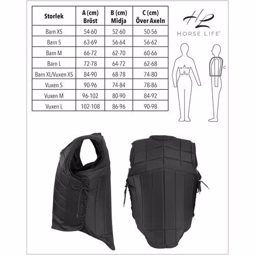 Säkerhetsväst, XS-XL, Horse Life Livello