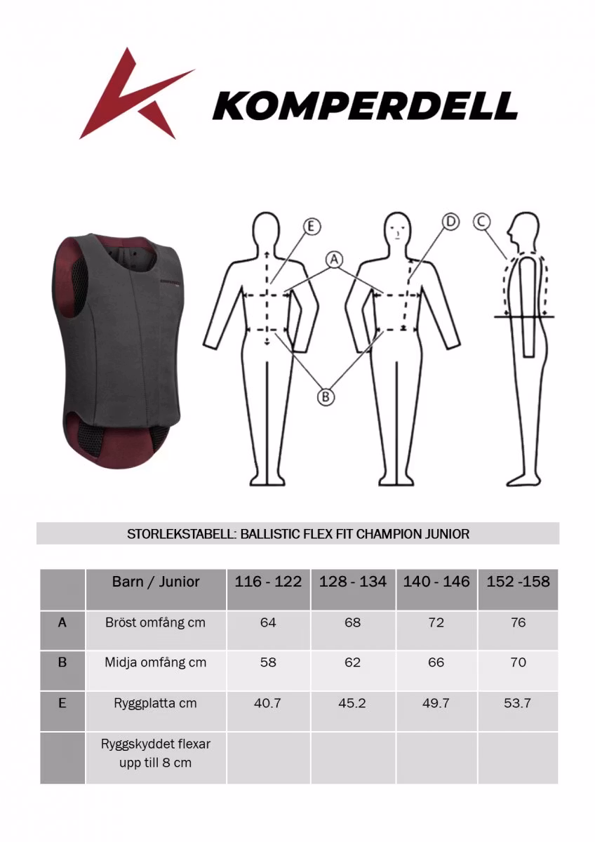 Ryggskydd, 116-152 cl, Komperdell