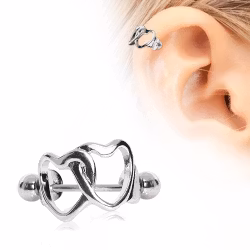 Helix piercing med två hjärtan