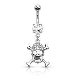 Navelpiercing glittrig Jolly Roger