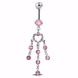 Navelpiercing med rosa hjärta