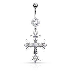 Navelpiercing med stort kors