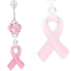 Navelpiercing med rosa band
