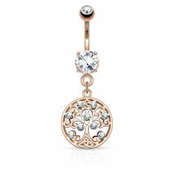 Navelpiercing med livets träd (roséguld)