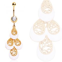 Navelpercing med vita droppar