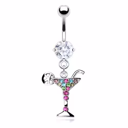 Navelpiercing med drinkglas
