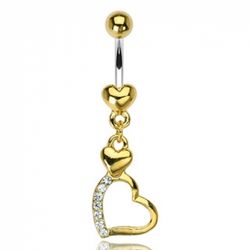 Navelpiercing med guld hjärta