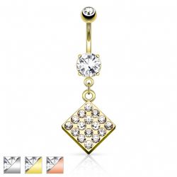 Navelpiercing med stenplatta