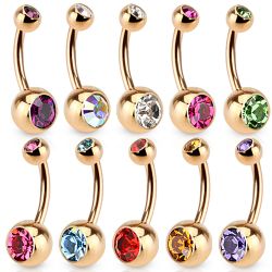 Navelpiercing i roséguld med ädelsten