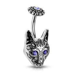Navelpiercing med katt huvud