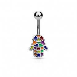 Navelpiercing med hamsa hand