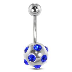 Navelpiercing med blå stenar