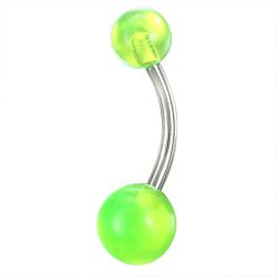 Navelpiercing med gröna akrylbollar