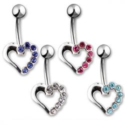 Navelpiercing med silverhjärta