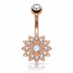 Navelpiercing med glittrig blomma
