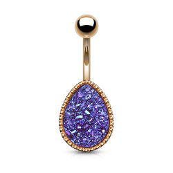 Vacker navelpiercing med droppformad druzy sten