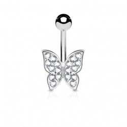 Navelpiercing med fjäril