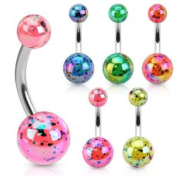 Navelpiercing med färgstänk