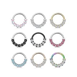 Piercingring med sju stycken ädelstenar