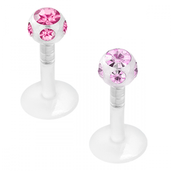 Bioflex labret med ädelstenar